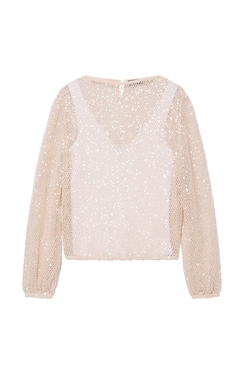 MINT VELVET Sequin Layered Balloon Top, Alternate, color, Neutral