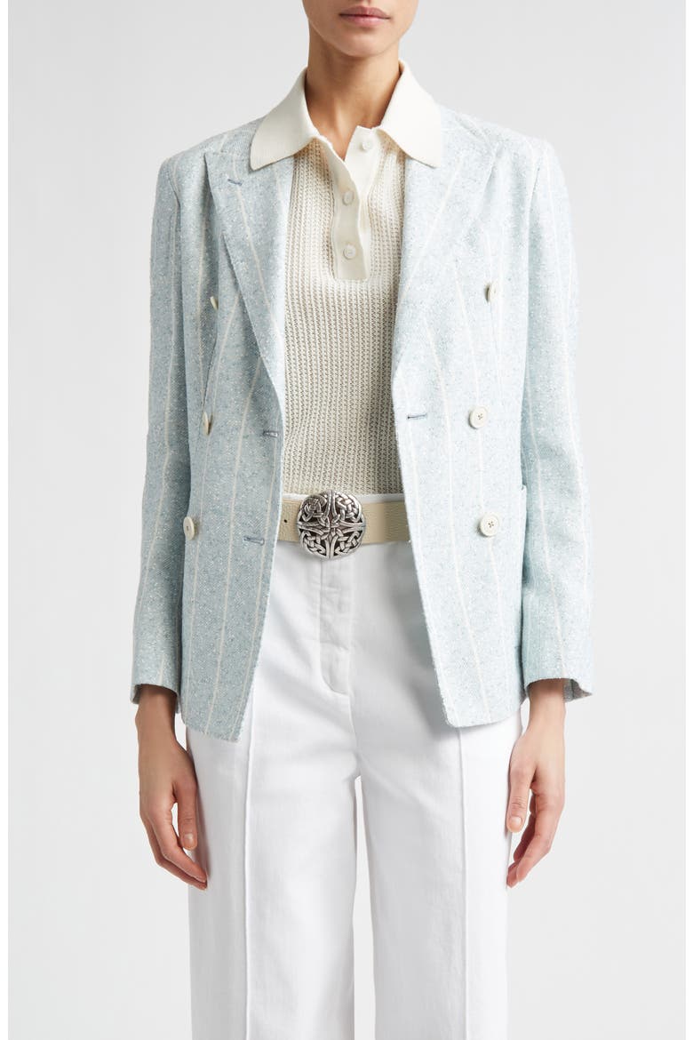 Stripe Slubby Linen Blend Jacket, Main, color, JADE