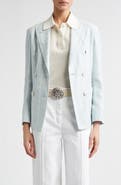 Eleventy Stripe Slubby Linen Blend Jacket