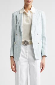 Eleventy Stripe Slubby Linen Blend Jacket