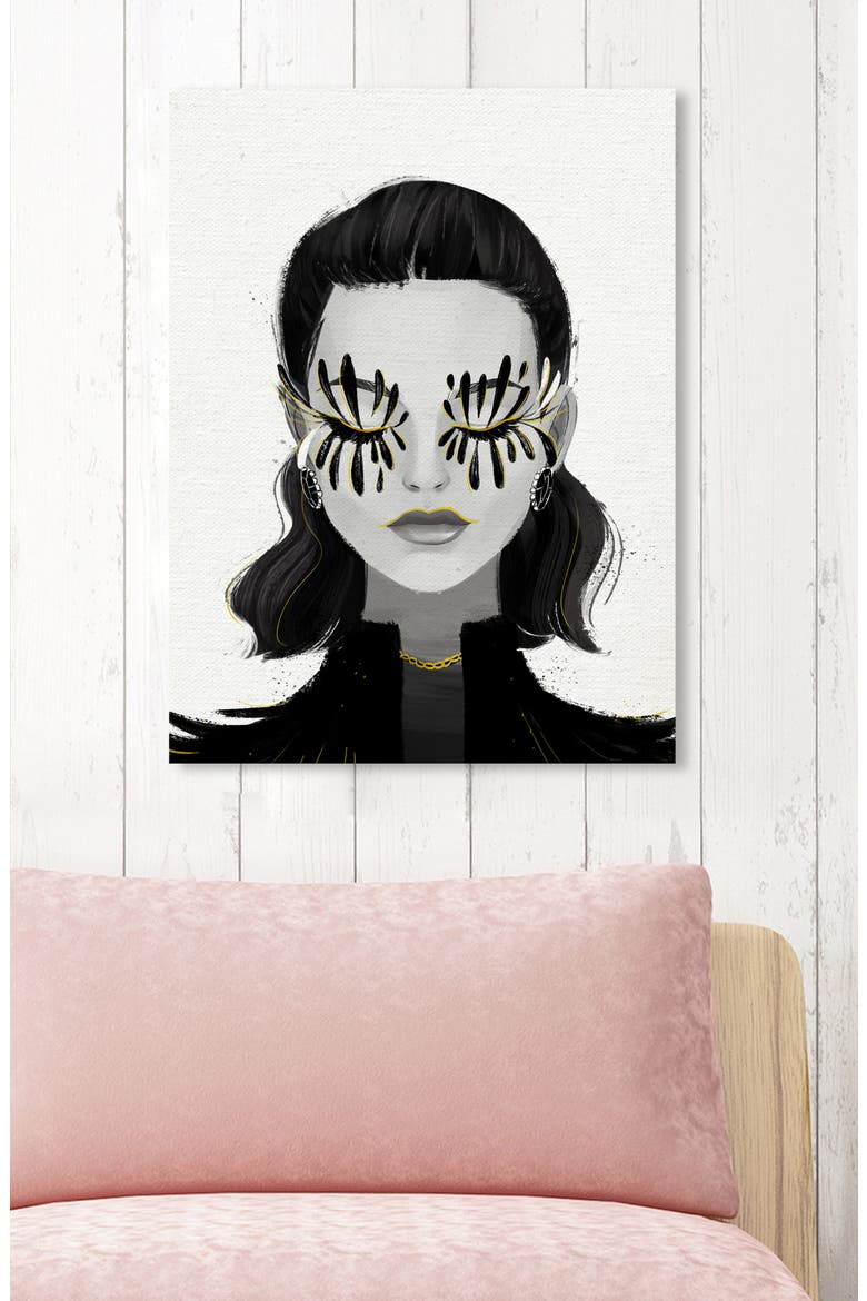 Eyelash Petals Girl Canvas Wall Art, Alternate, color, BLACK