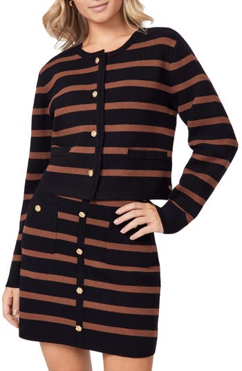 Scotch & Soda Stripe Cardigan In Animal Print