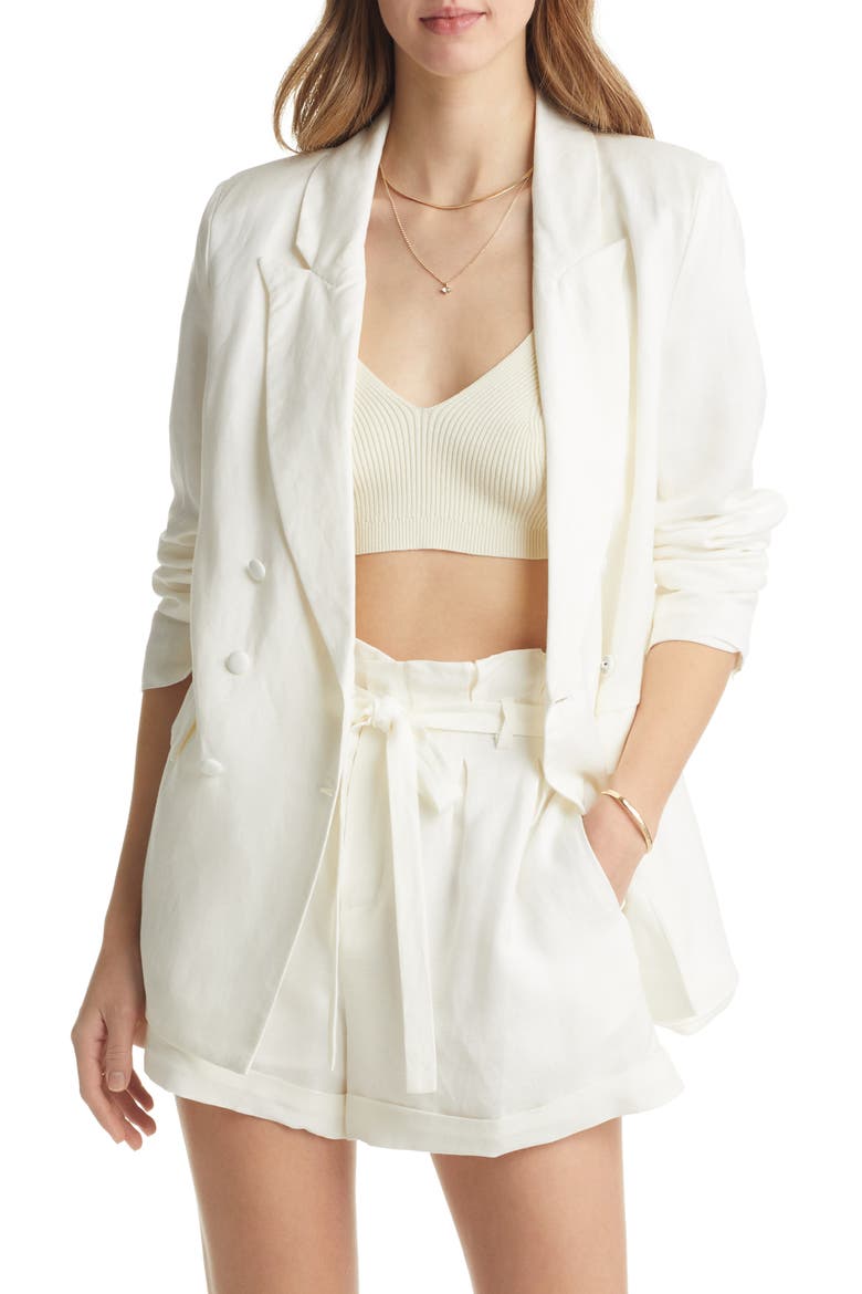 Linen Blend Blazer, Main, color, WHITE