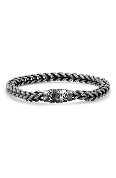 Men's Oxidized Stainless Steel Chain Magnetic Bracelet