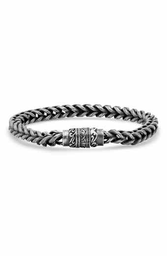 HMY JEWELRY Men's Oxidized Stainless Steel Chain Magnetic Bracelet