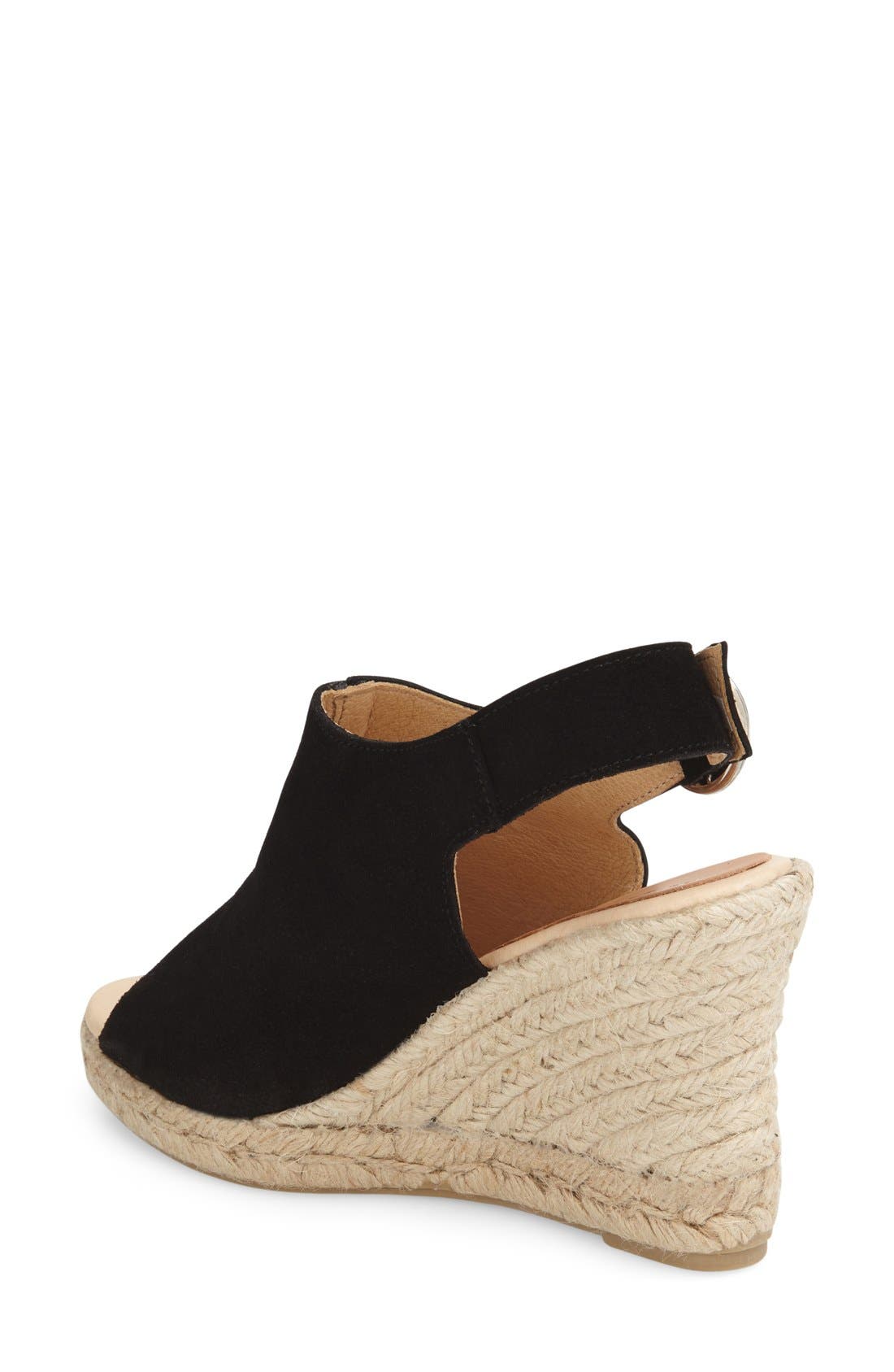 'Belle' Espadrille Wedge Sandal, Alternate, color, BLACK