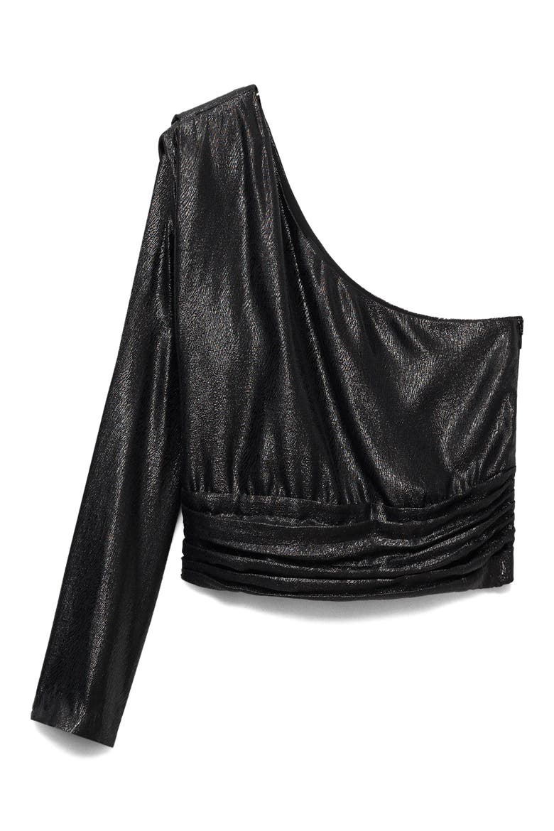 Sequin One-Shoulder Top, Alternate, color, BLACK