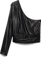 MANGO Sequin One-Shoulder Top