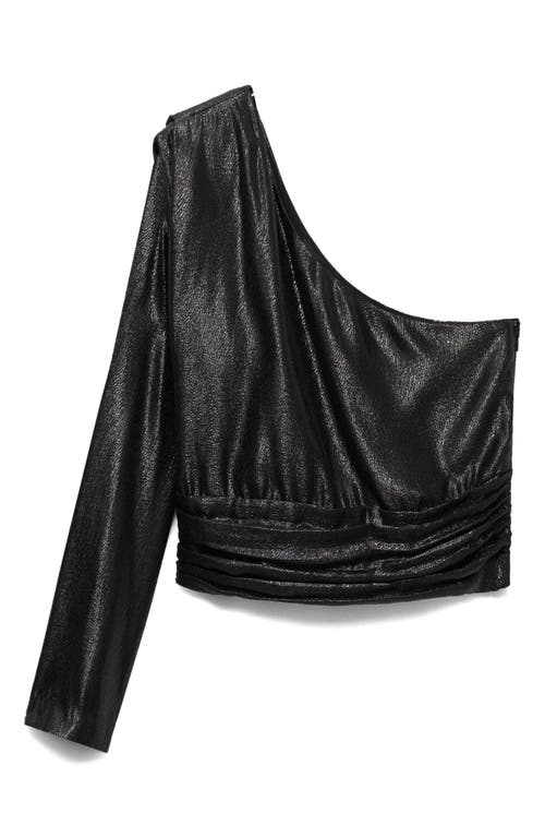 Mango Sequin One-shoulder Top In Black