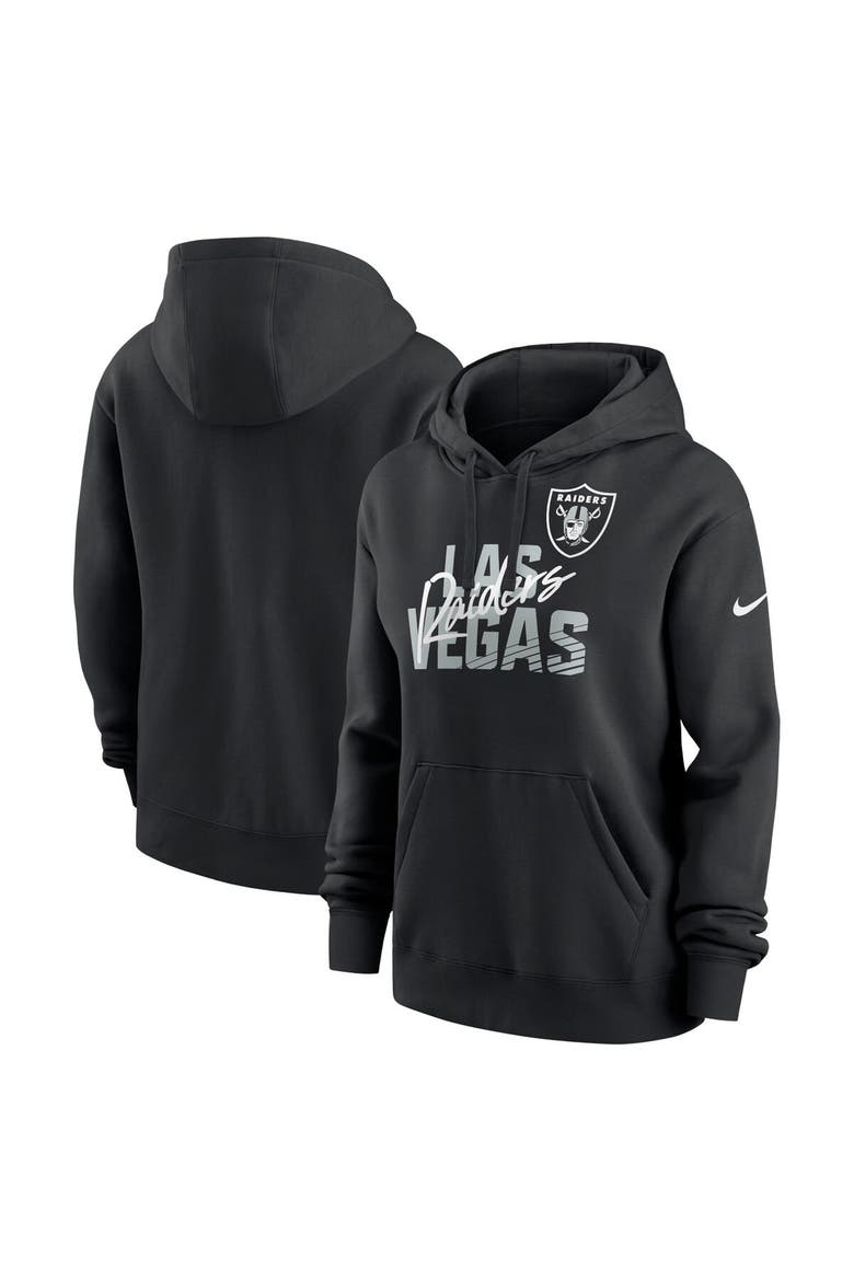 Women's Nike Black Las Vegas Raiders Wordmark Club Fleece Pullover Hoodie, Main, color, Black