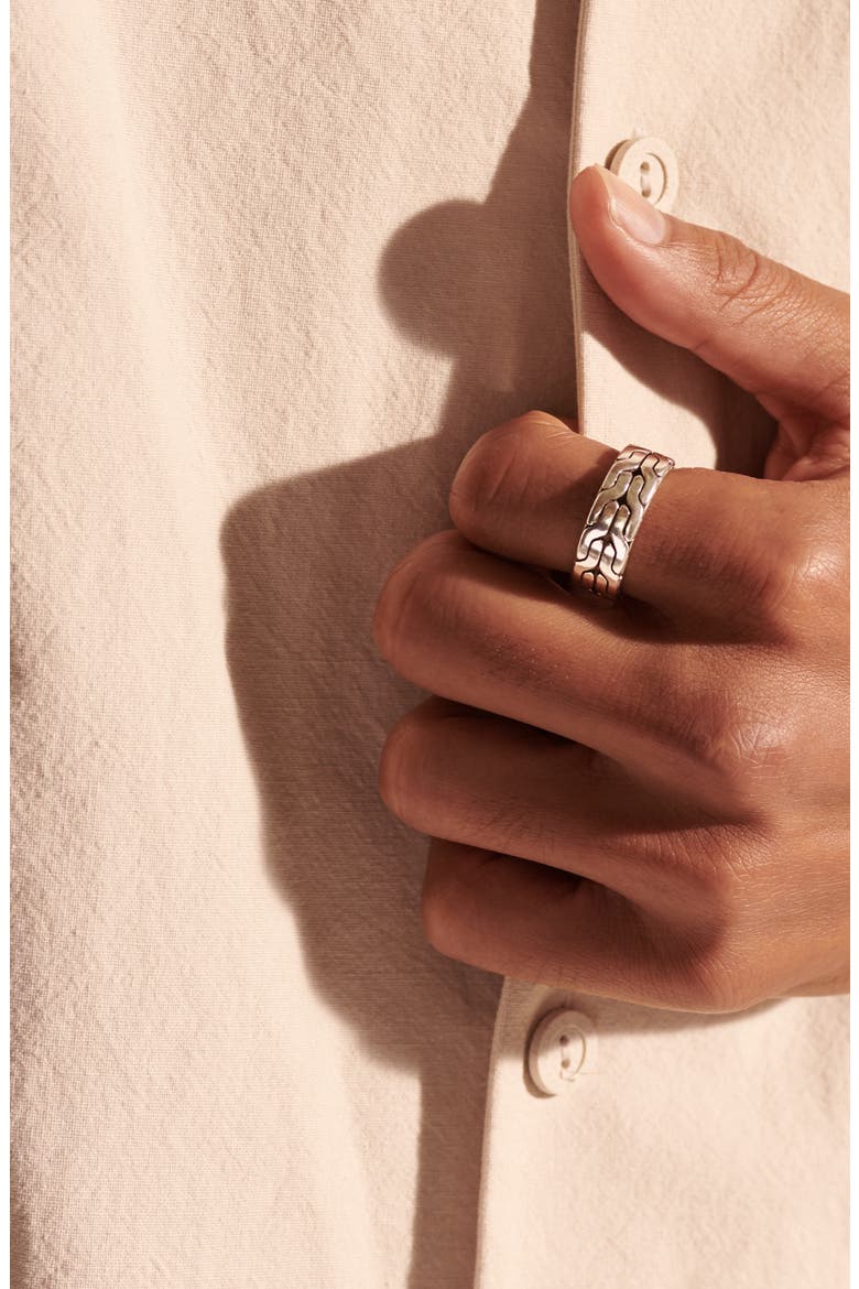 Carved Chain Band Ring, Sterling Silver, Alternate, color, SILVER