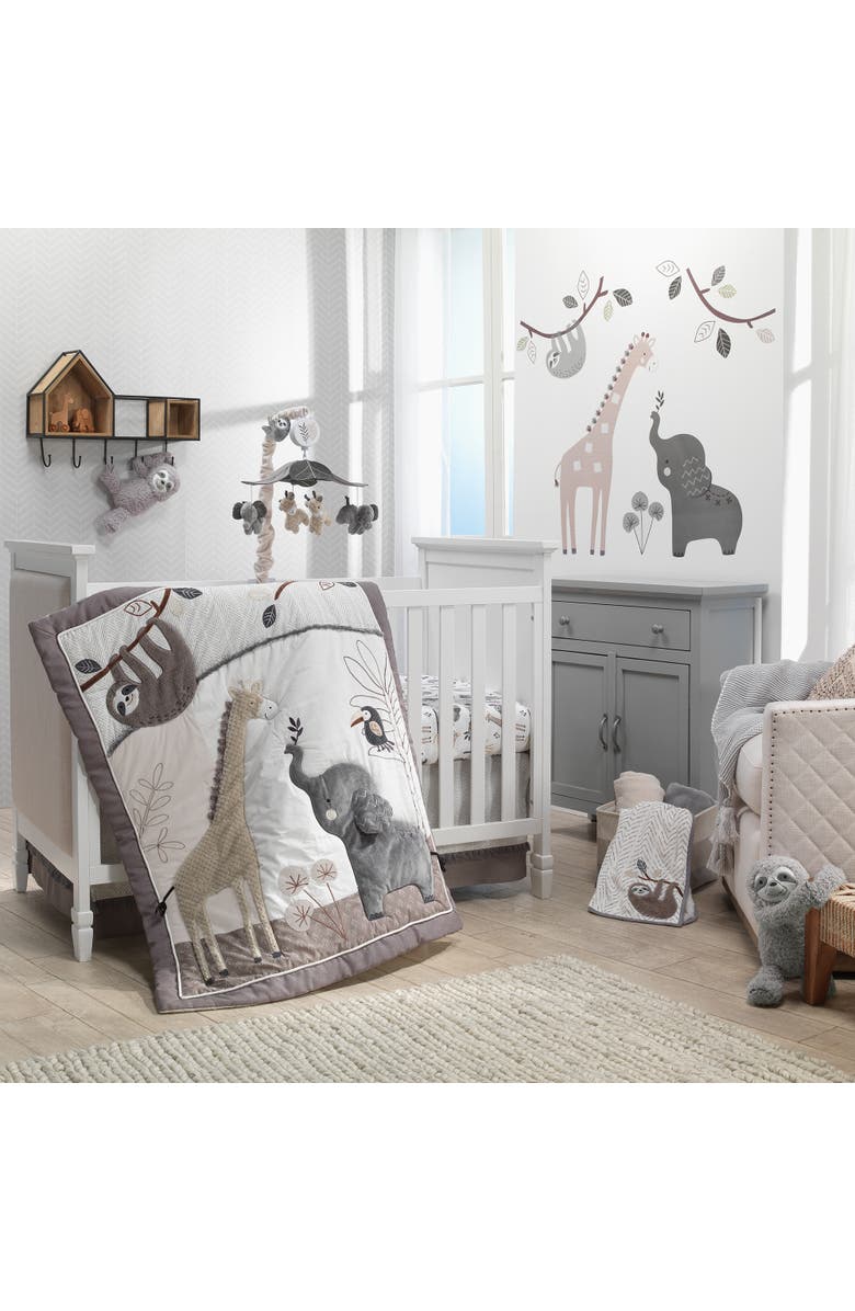 Lambs & Ivy Baby Jungle Faux Shearling Sloth Baby Blanket, Alternate, color, White/ Grey