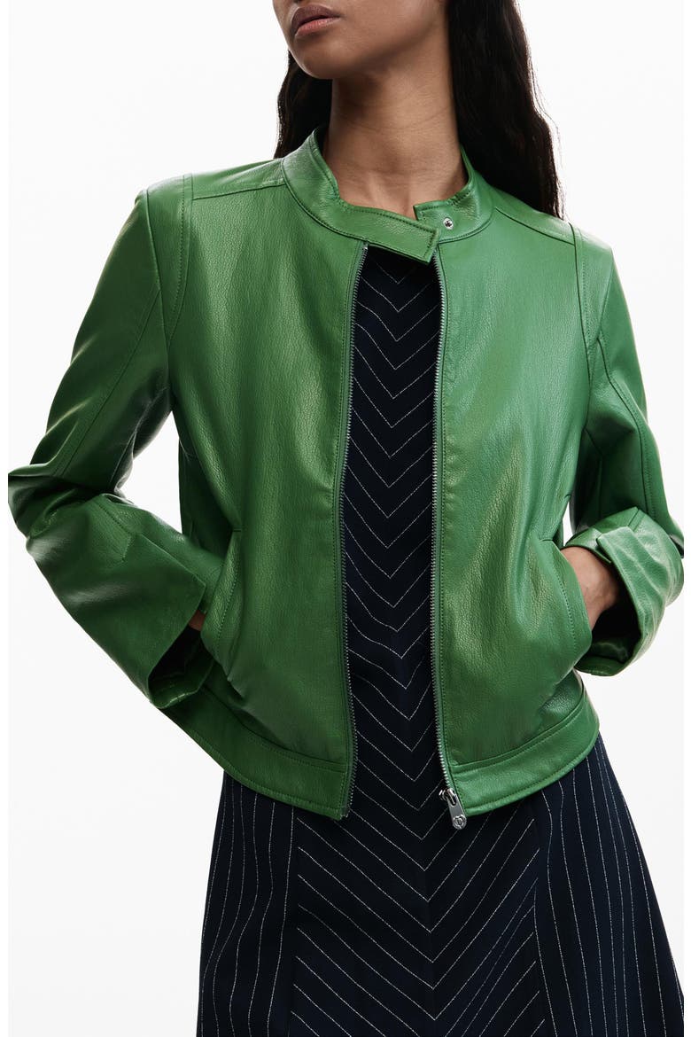 Faux Leather Jacket, Main, color, GREEN
