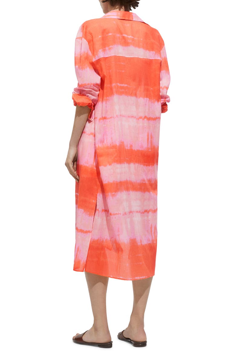 Tie Dye Long Sleeve Midi Shirtdress, Alternate, color, ORANGE
