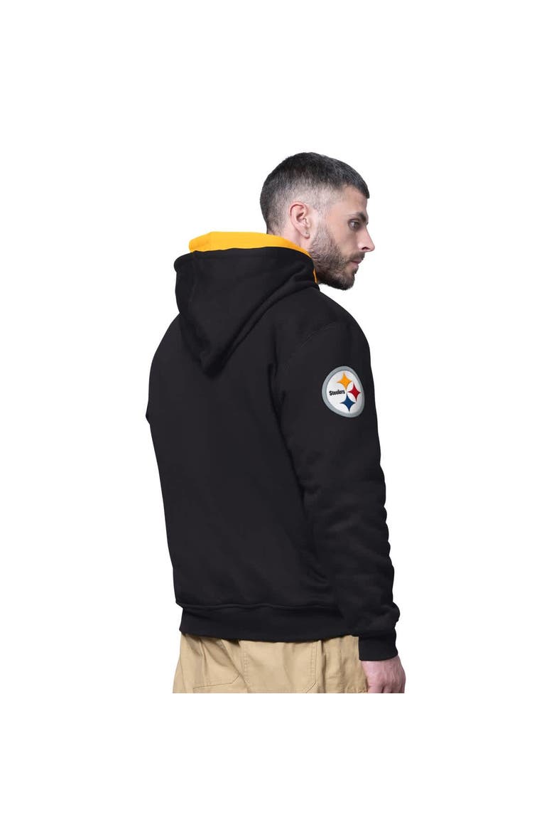 Men's Starter Black Pittsburgh Steelers Big Shot Full-Zip Double Hoodie, Alternate, color, Black