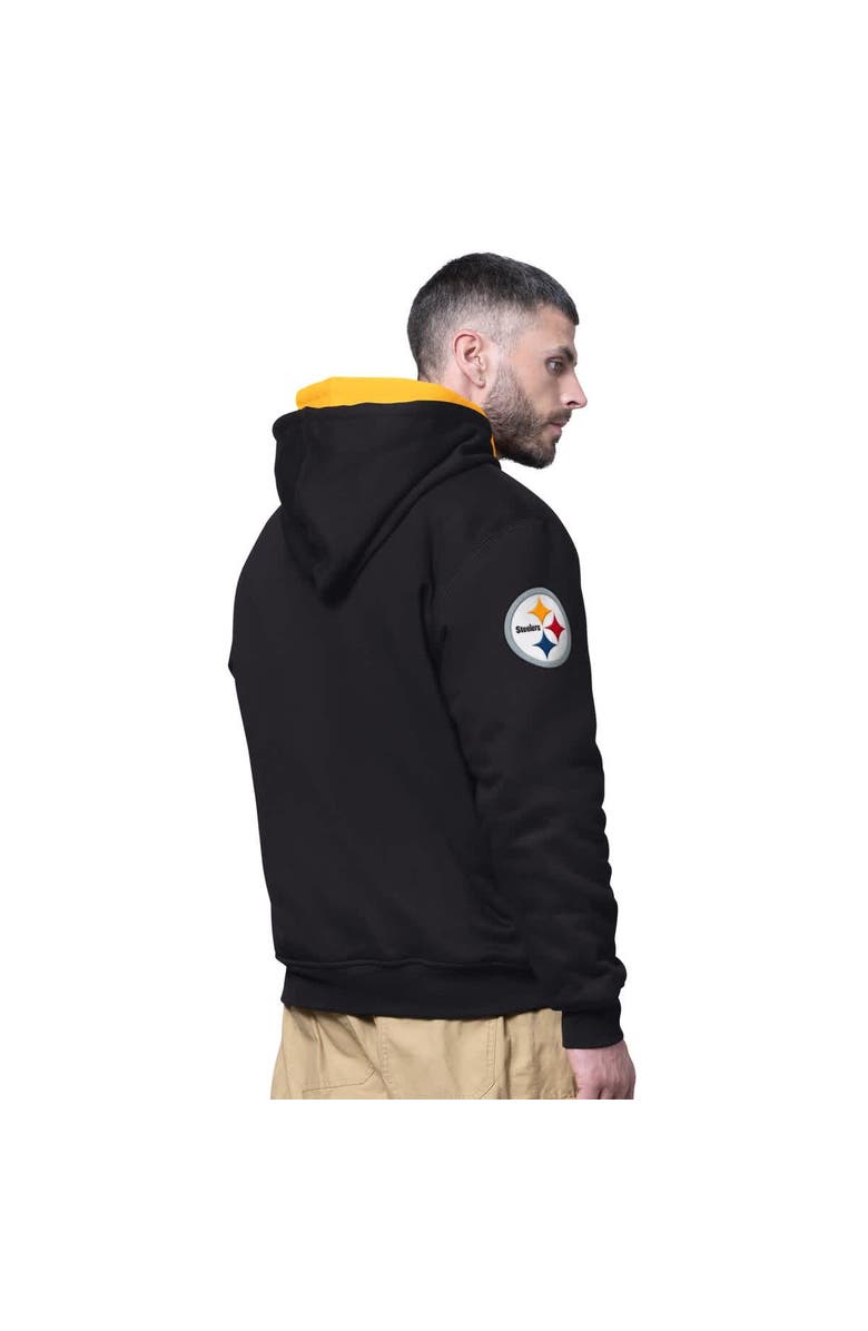 STARTER Men's Starter Black Pittsburgh Steelers Big Shot Full-Zip Double Hoodie, Alternate, color, Black
