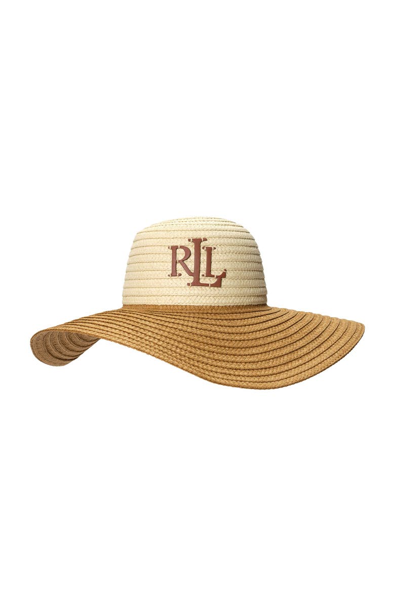 Lauren Ralph Lauren Woven Sunhat With Leather, Main, color, Natural/Dk Natural