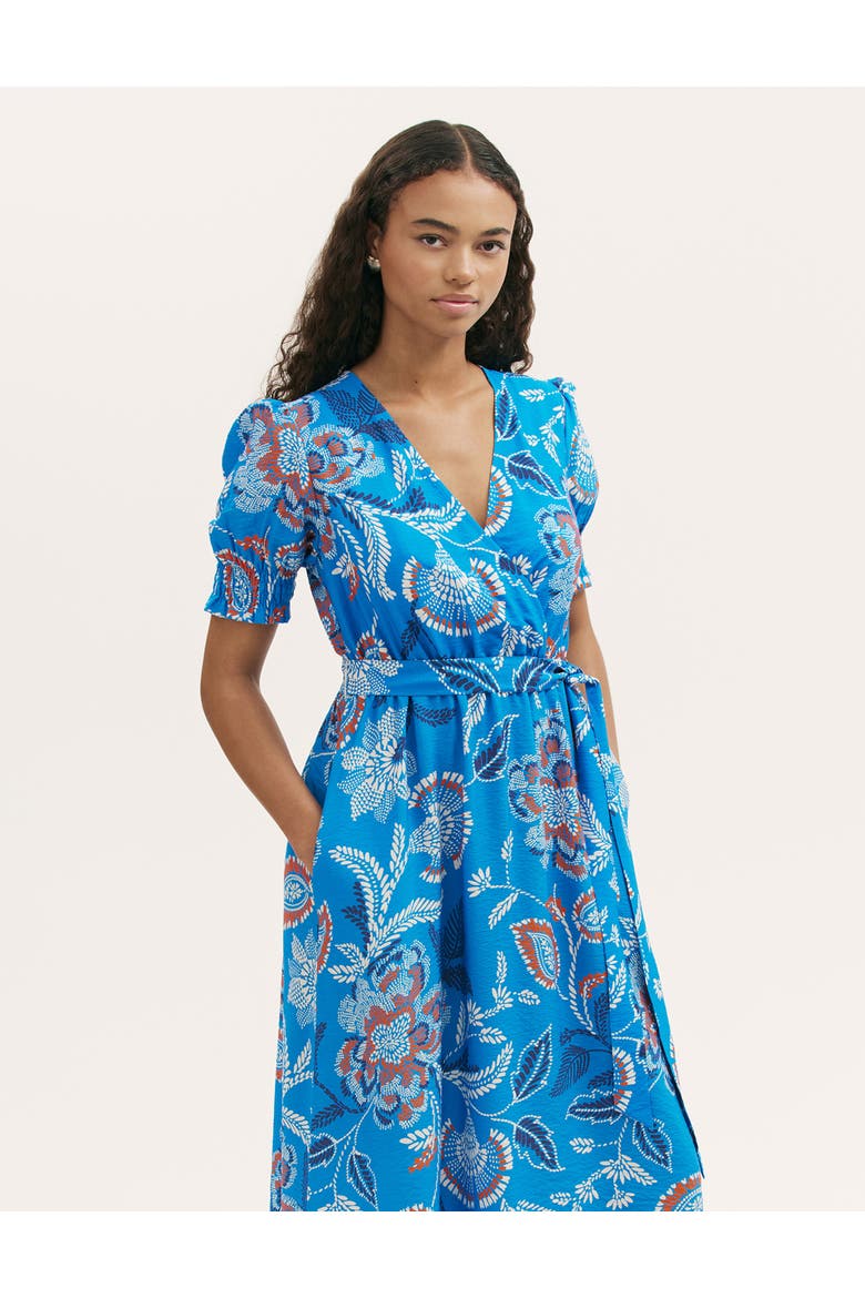 Nicoleta Floral Midi Tea Dress, Alternate, color, Blue Floral