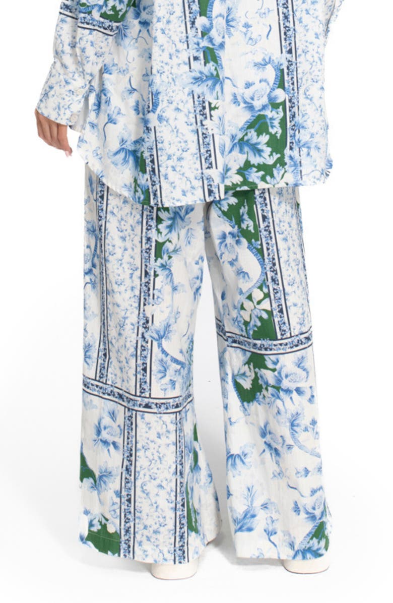 Agua Bendita Nader Print Wide Leg Cover-Up Pants, Alternate, color, Blue