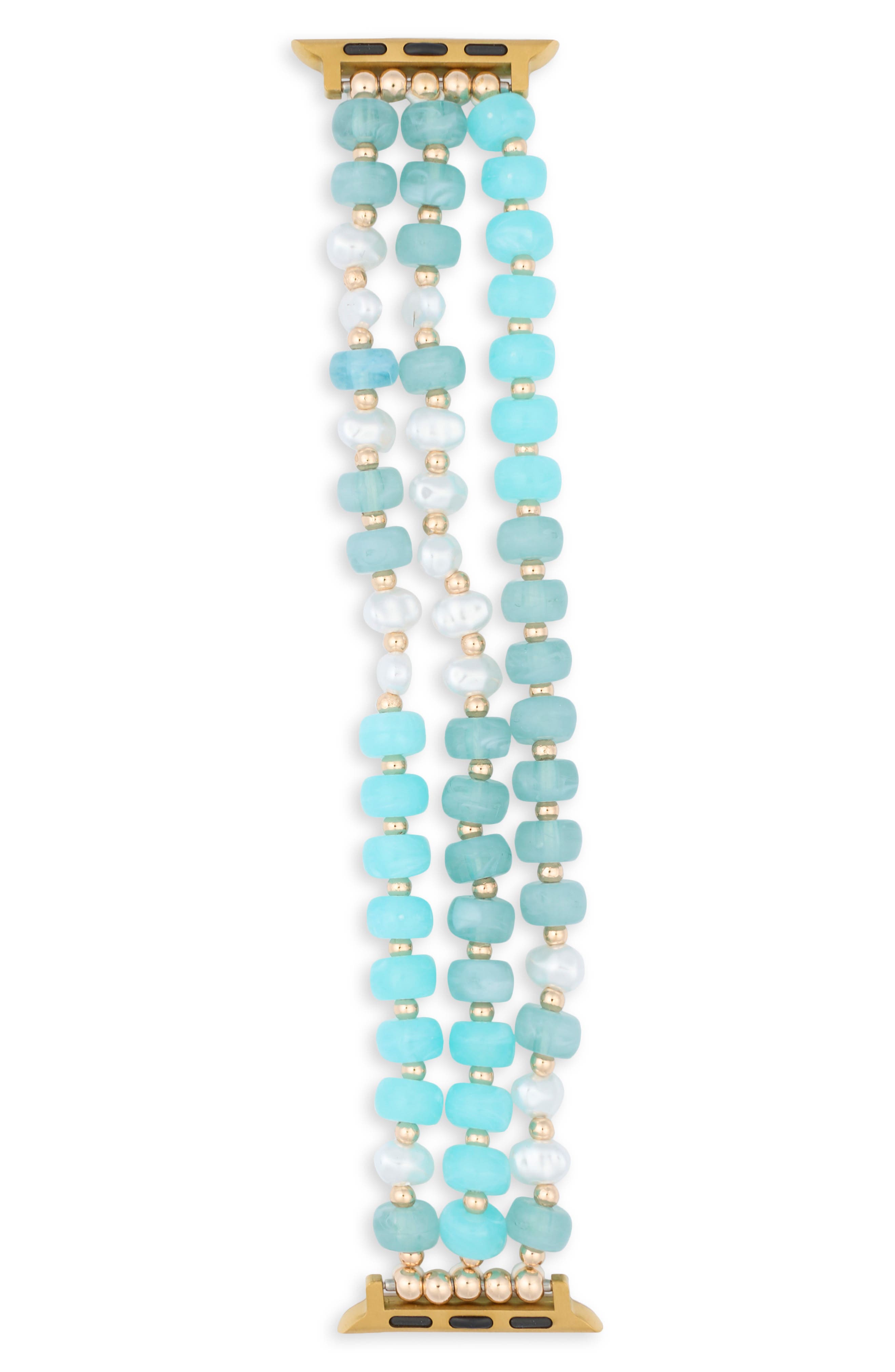 NORDSTROM RACK Faux Pearl Beaded Apple Watch® Watchband