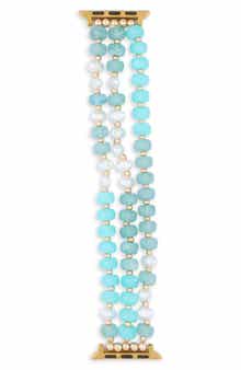 NORDSTROM RACK Faux Pearl Beaded Apple Watch® Watchband