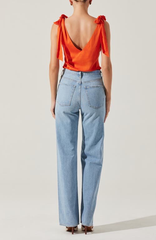 Astr Allexina Satin Cowl Neck Top In Orange In Orange