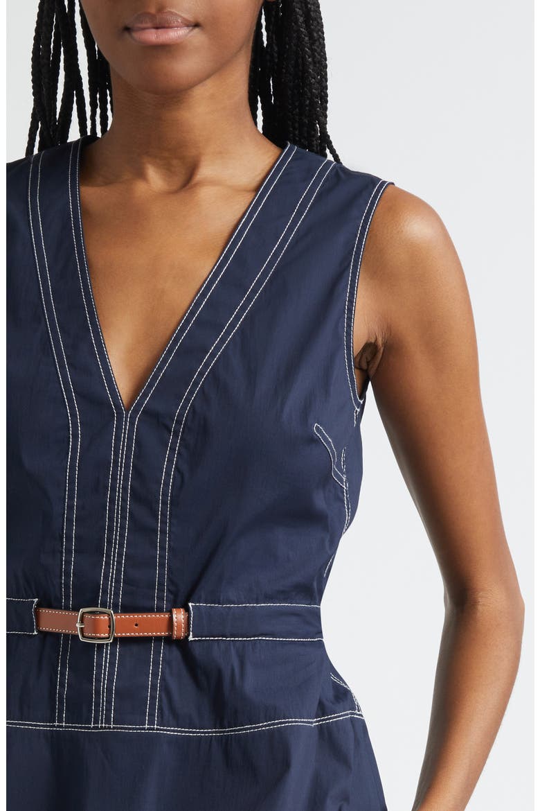 Nickleby Topstitch Detail Sleeveless Cotton Blend Top, Alternate, color, NAVY