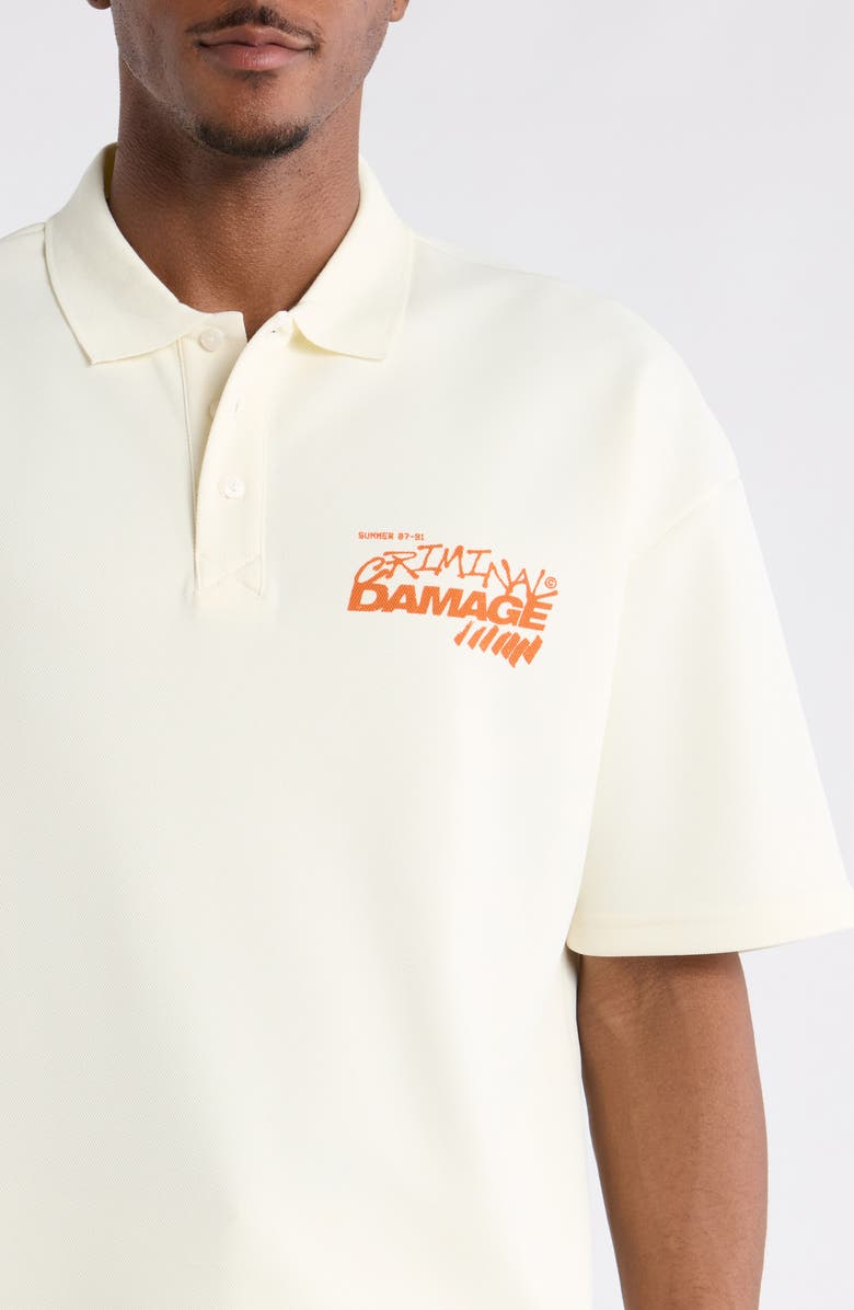 CRIMINAL DAMAGE Invitation Only Graphic Polo, Alternate, color, Off-White/ Orange