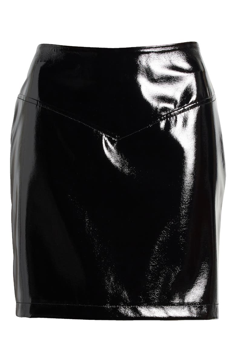 Noisy may Neal High Waist Vinyl Miniskirt, Alternate, color, Black