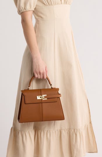 Large Elise Faux Leather Top Handle Bag