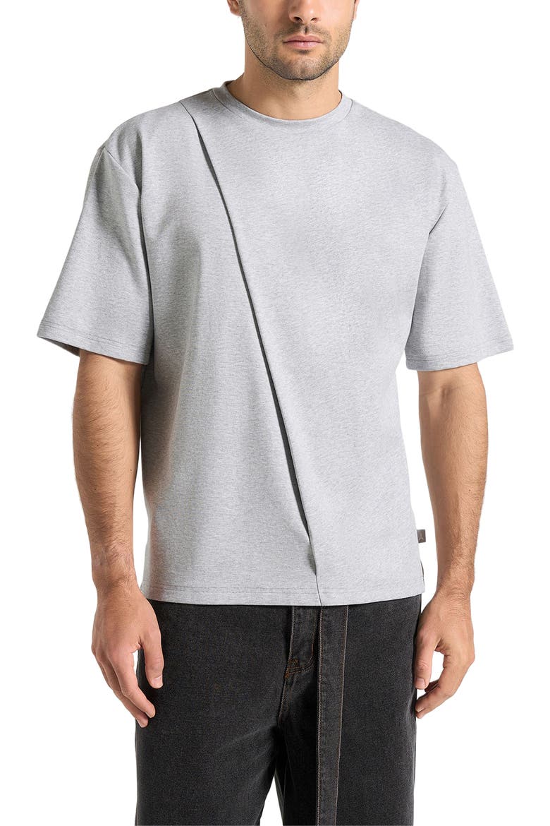 Hugo Relaxed Fit Cotton T-Shirt With Pleat, Alternate, color, Grey
