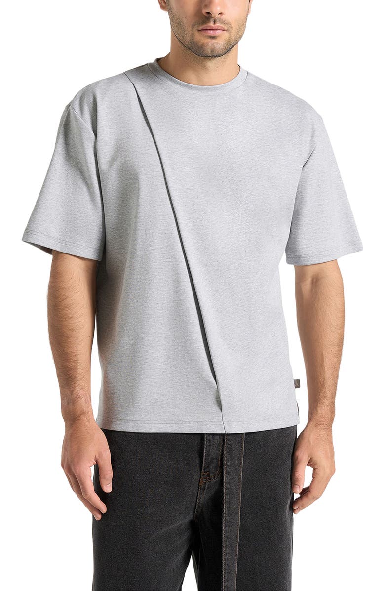 Manière De Voir Hugo Relaxed Fit Cotton T-Shirt With Pleat, Alternate, color, Grey