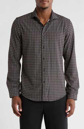Geo Floral Stretch Button-Up Shirt