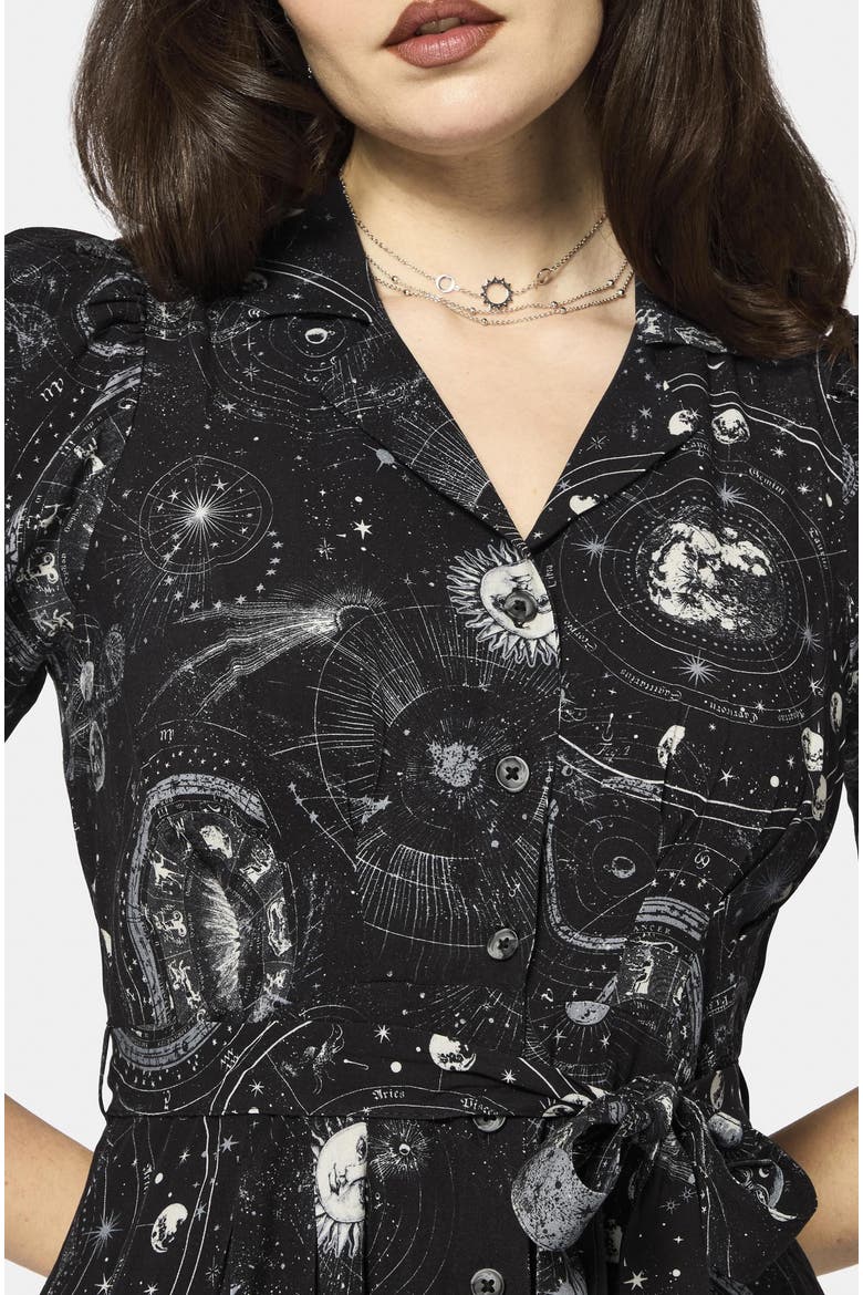 Elise Celestial Midi Shirt Dress, Alternate, color, Black