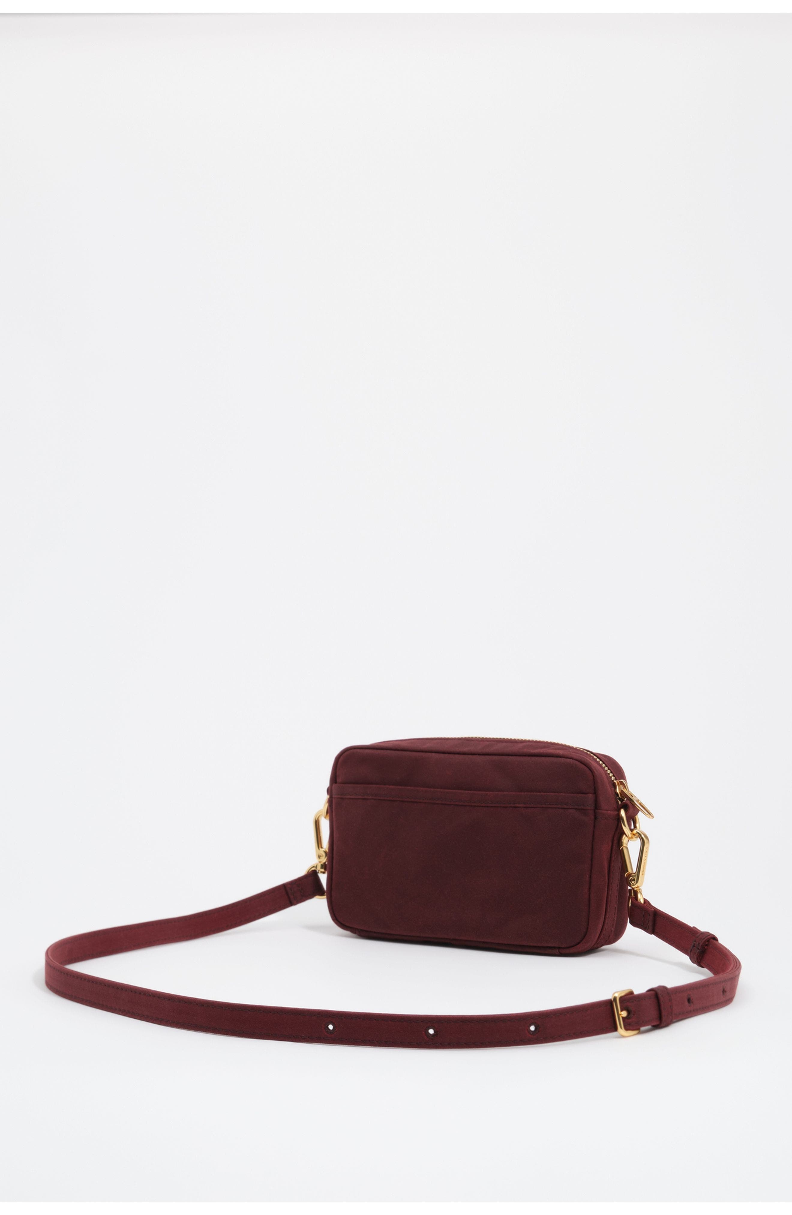Small coated crossbody bag, Alternate, color, WINE