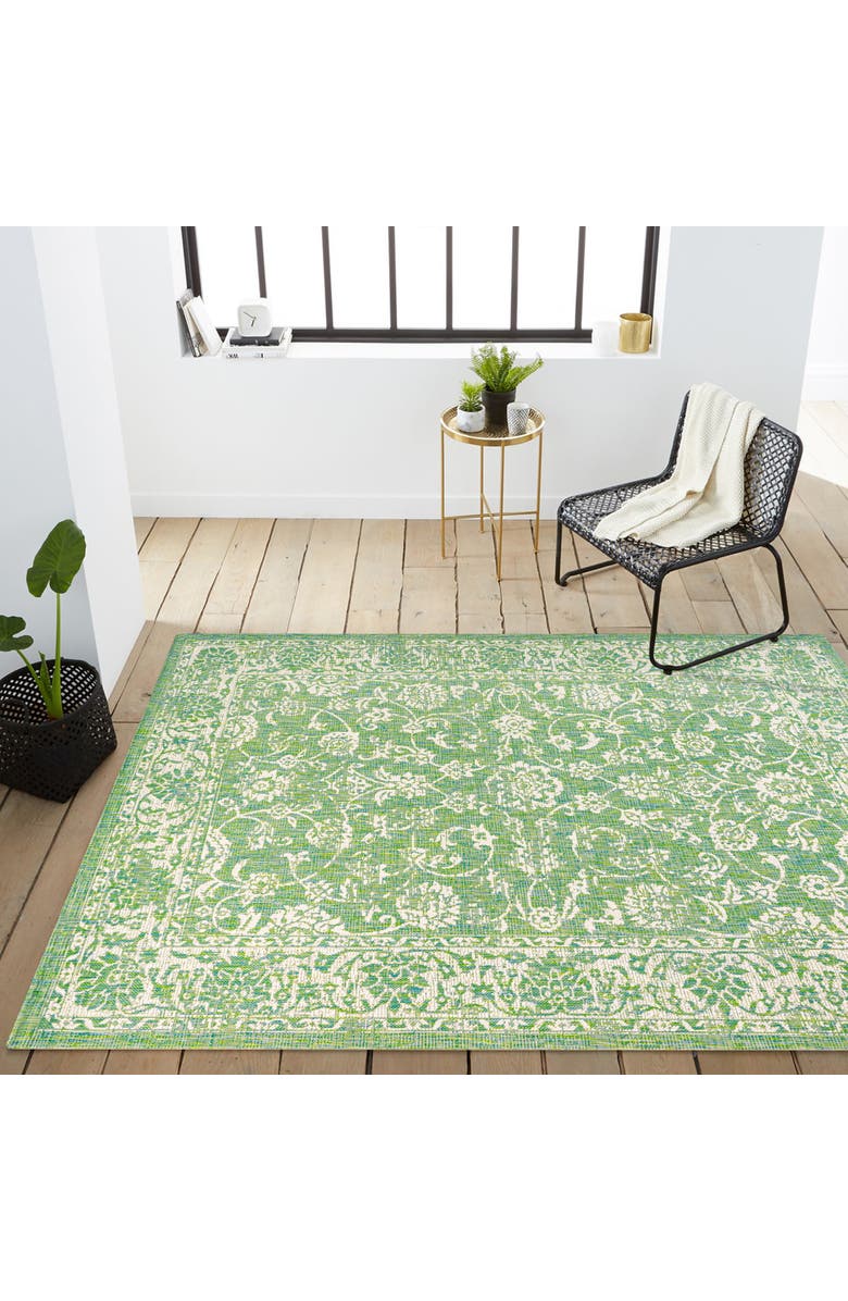 JONATHAN Y Tela Bohemian Textured Weave Floral Indoor/Outdoor Area Rug, Alternate, color, Cream/Green