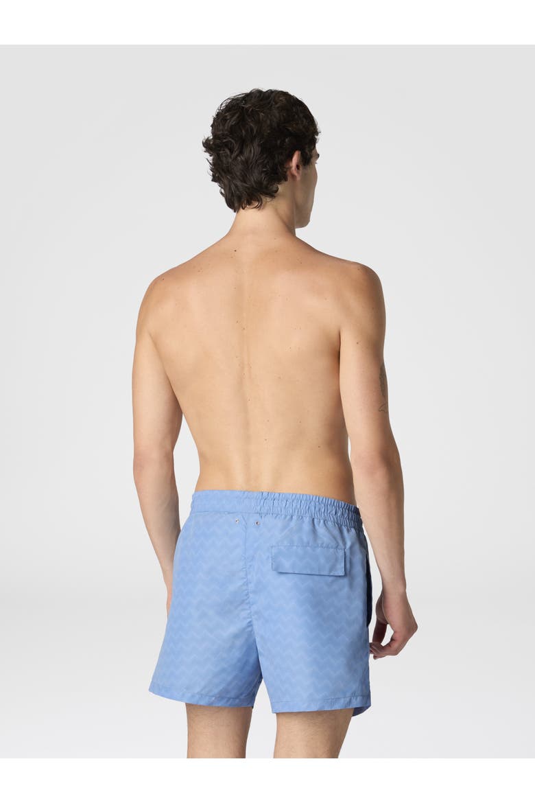 Mid-length Swim Shorts With Tone-on-tone Zigzag Print, Alternate, color, Light Blue