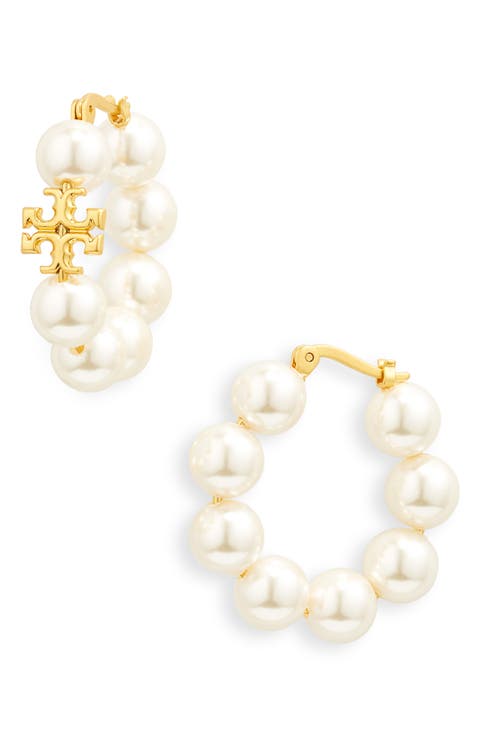 Kira Imitation Pearl Hoop Earrings