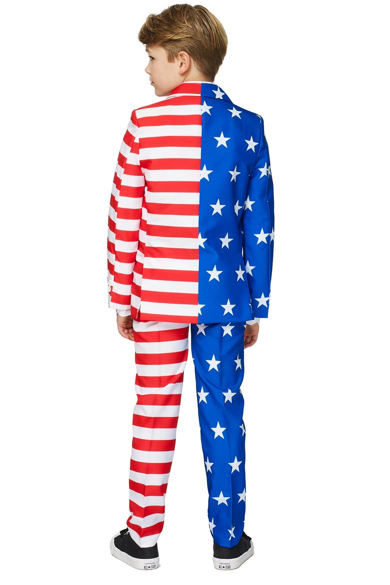 Kids' USA Flag Two-Piece Suit with Tie, Alternate, color, MISCELLANEOUS