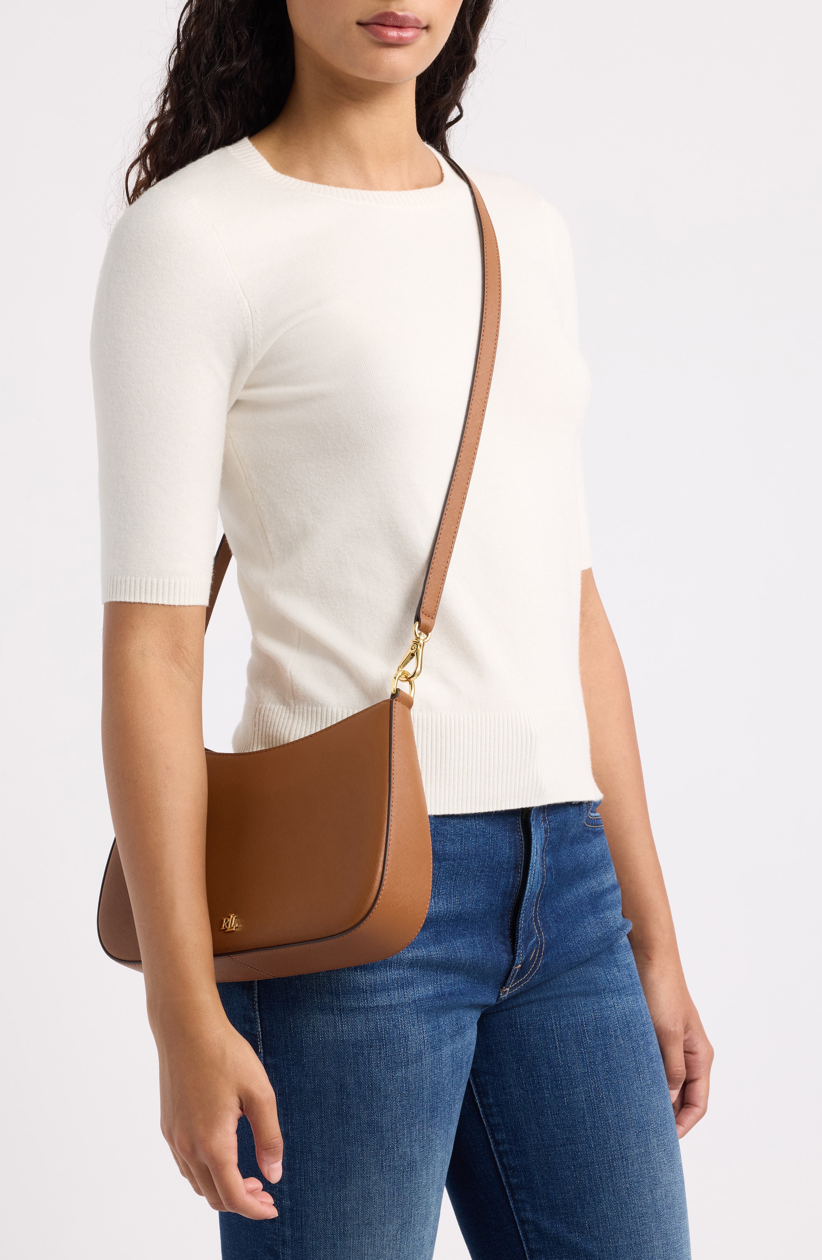 Leather Shoulder Bag, Alternate, color, LAUREN TAN