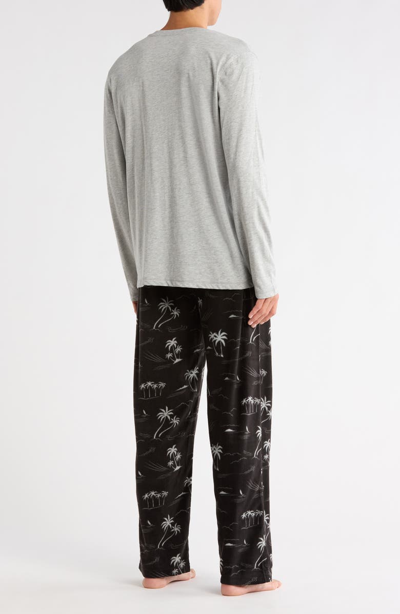 Tommy Bahama Long Sleeve Pajamas, Alternate, color, Black Palm Trees