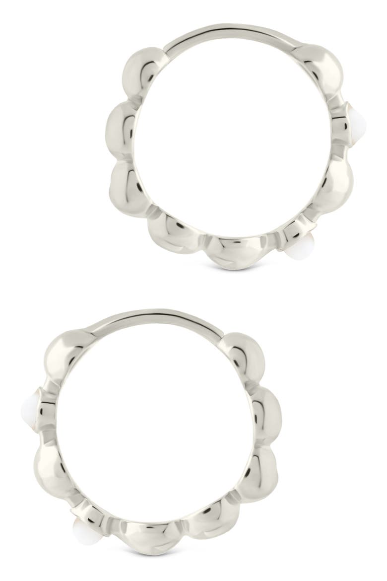 Miranda Pearl Hoop Earrings, Alternate, color, SILVER