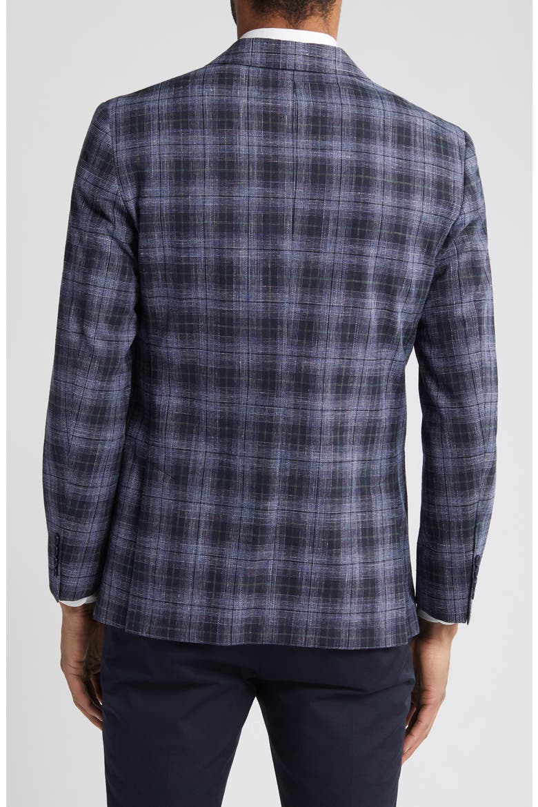 Plaid Stretch Wool & Cotton Blend Sport Coat, Alternate, color, NAVY VISTA PLAID