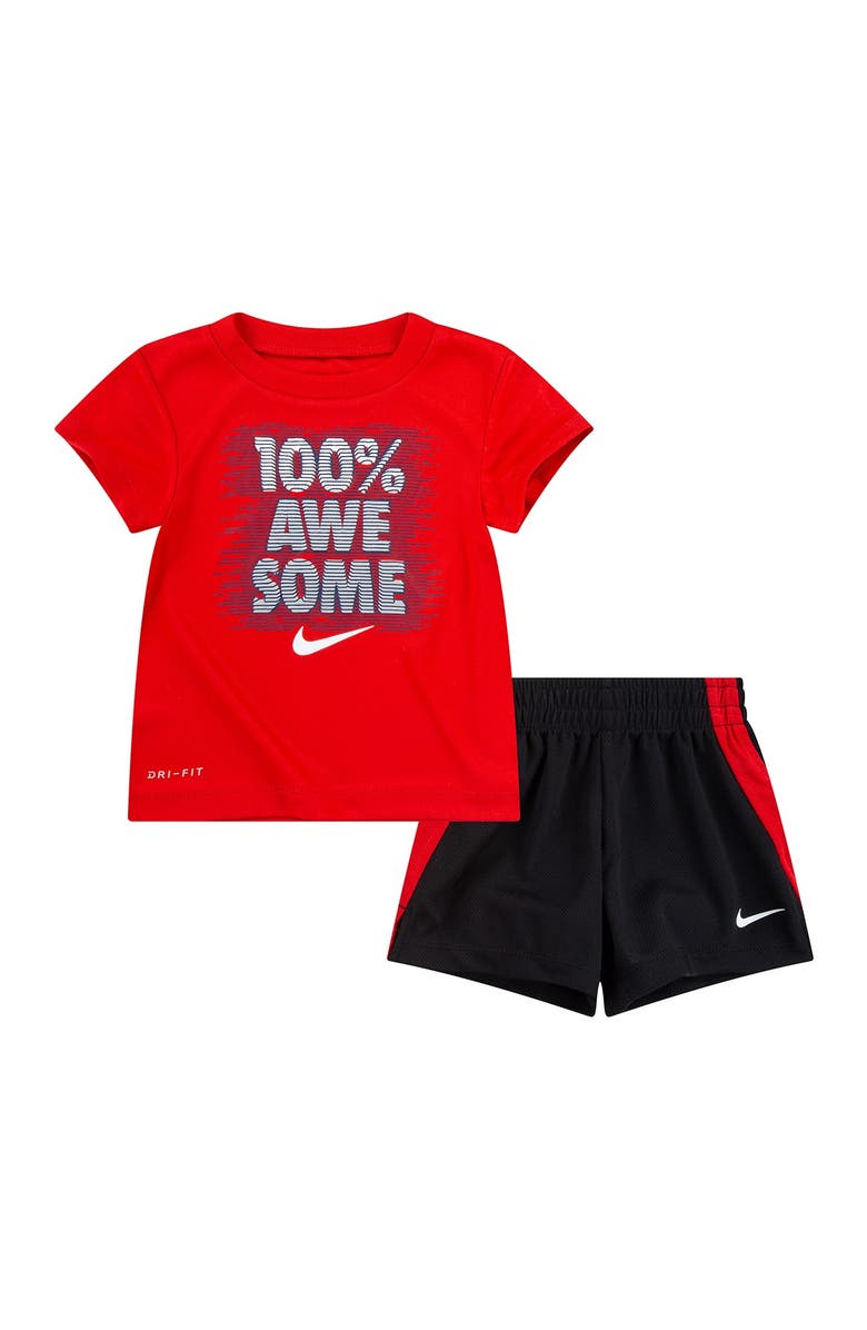 Nike NKB DF 100% Awesome Tee & Shorts 2-Piece Set, Main, color, 