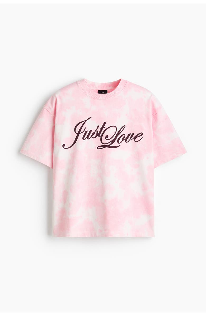 H&M Oversized Fit Heat Reactive Printed T-shirt, Main, color, Pink/Just Love