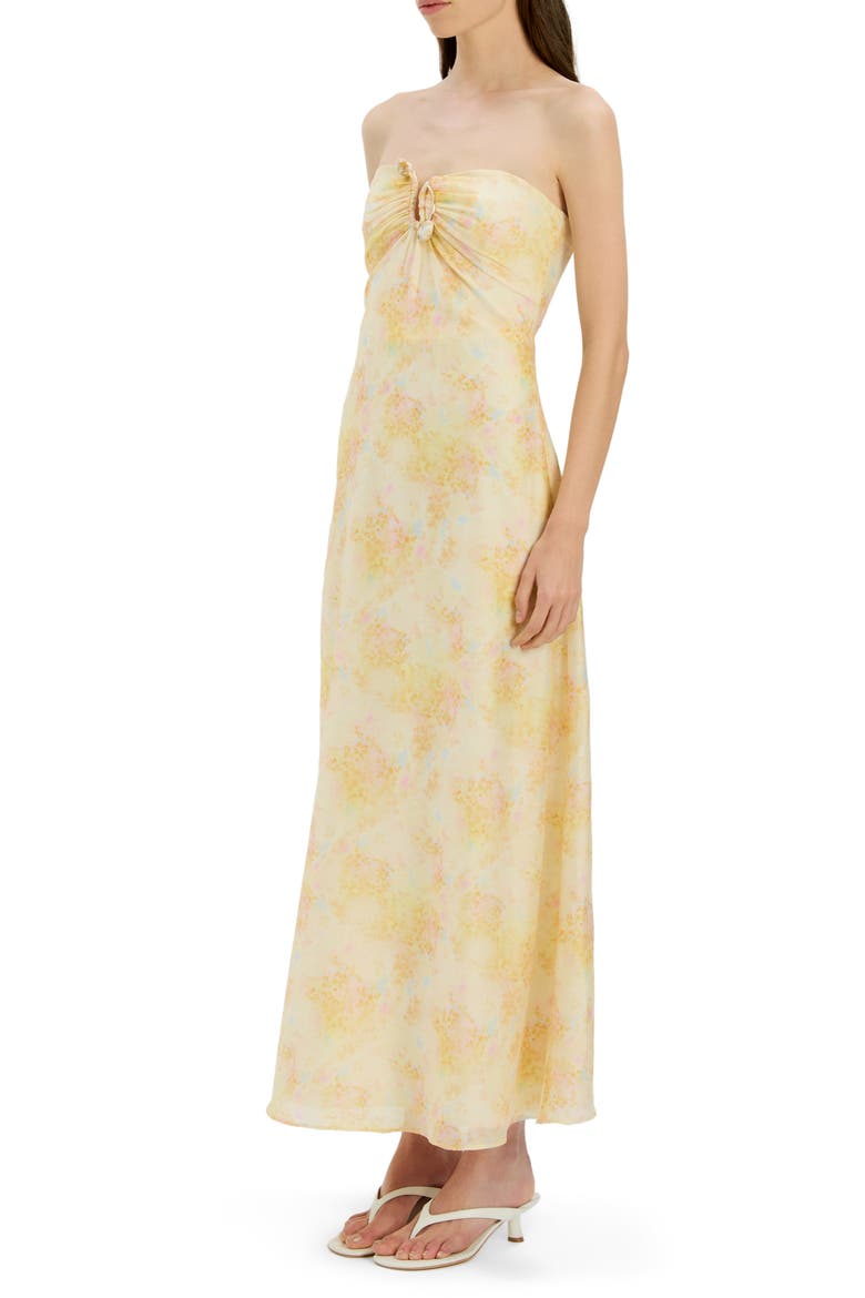 Amina Strapless Maxi Dress, Alternate, color, YELLOW FLORAL