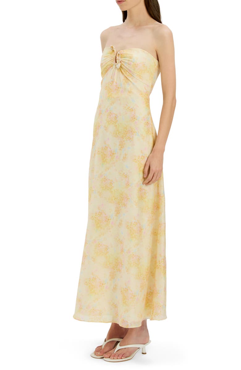 Bardot Amina Strapless Maxi Dress, Alternate, color, Yellow Floral