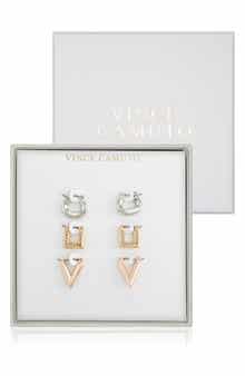Set of 3 Tri Tone Huggie Hoop Earrings