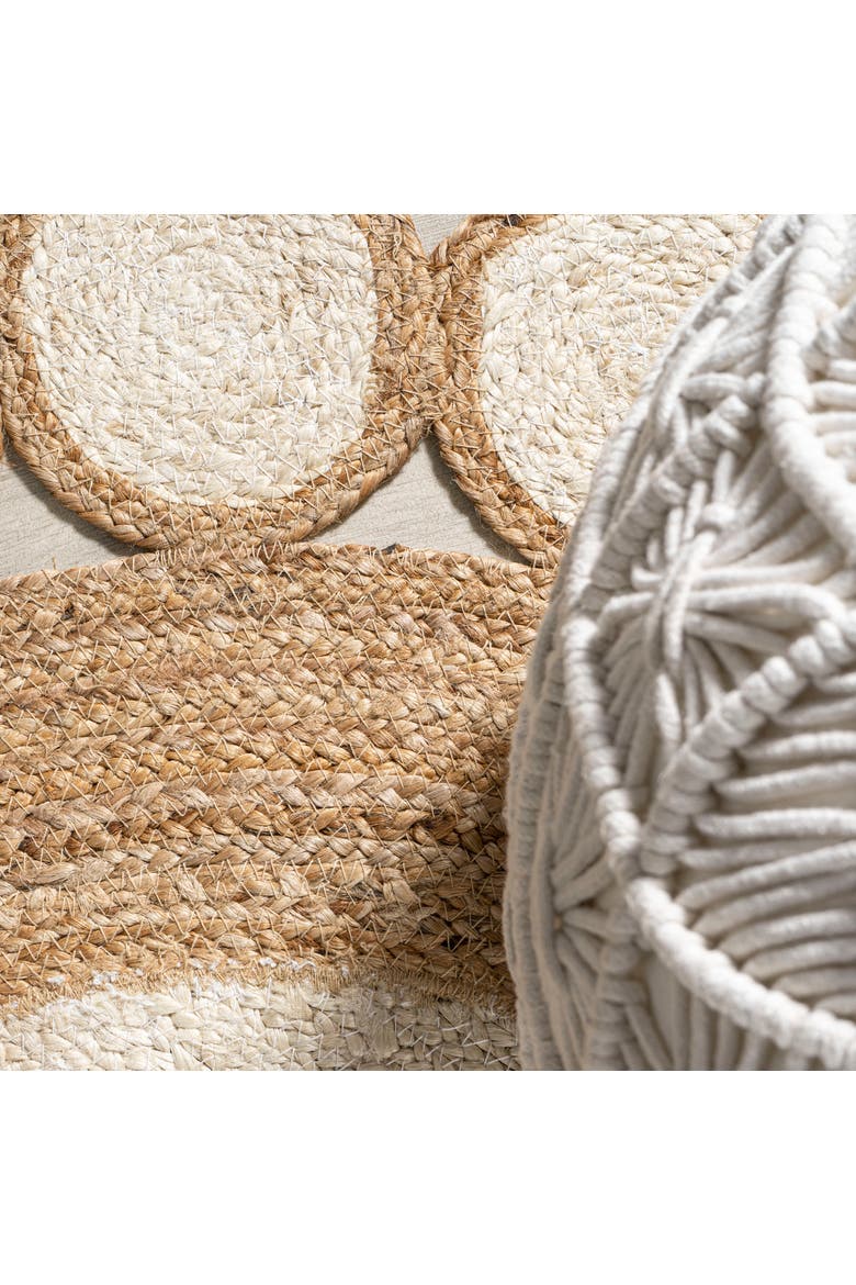 Skye Two-Tone Jute Circle Border Round Area Rug, Alternate, color, Cream/Natural