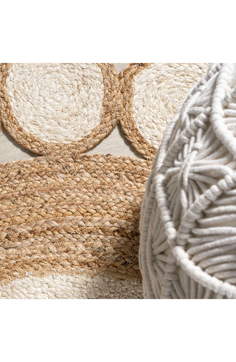 JONATHAN Y Skye Two-Tone Jute Circle Border Round Area Rug, Alternate, color, Cream/Natural